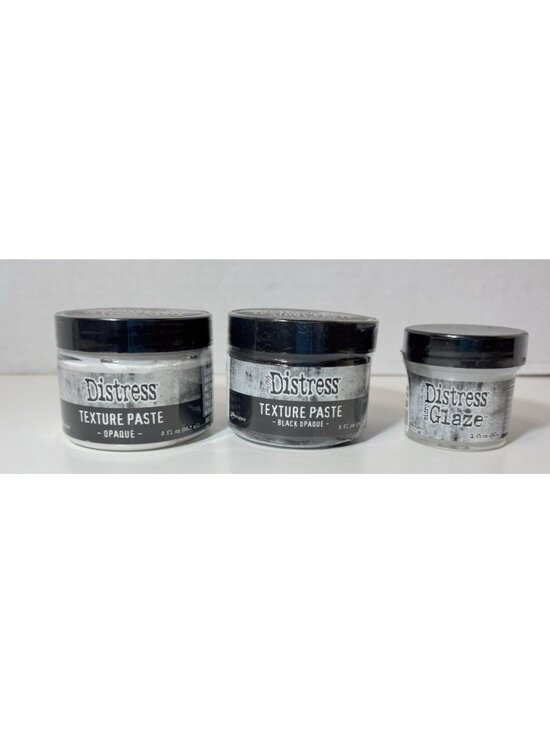 Tim Holtz Other - Tim Holtz Distress Texture Paste Opaque, Black Opaque & Glaze Lot of 3